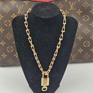 Authentic Louis Vuitton Lock & Key with Unbranded Gold Plated Chain Necklace